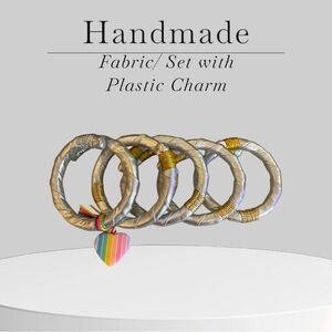 Handmade Fabric Bracelets with Rainbow Charm